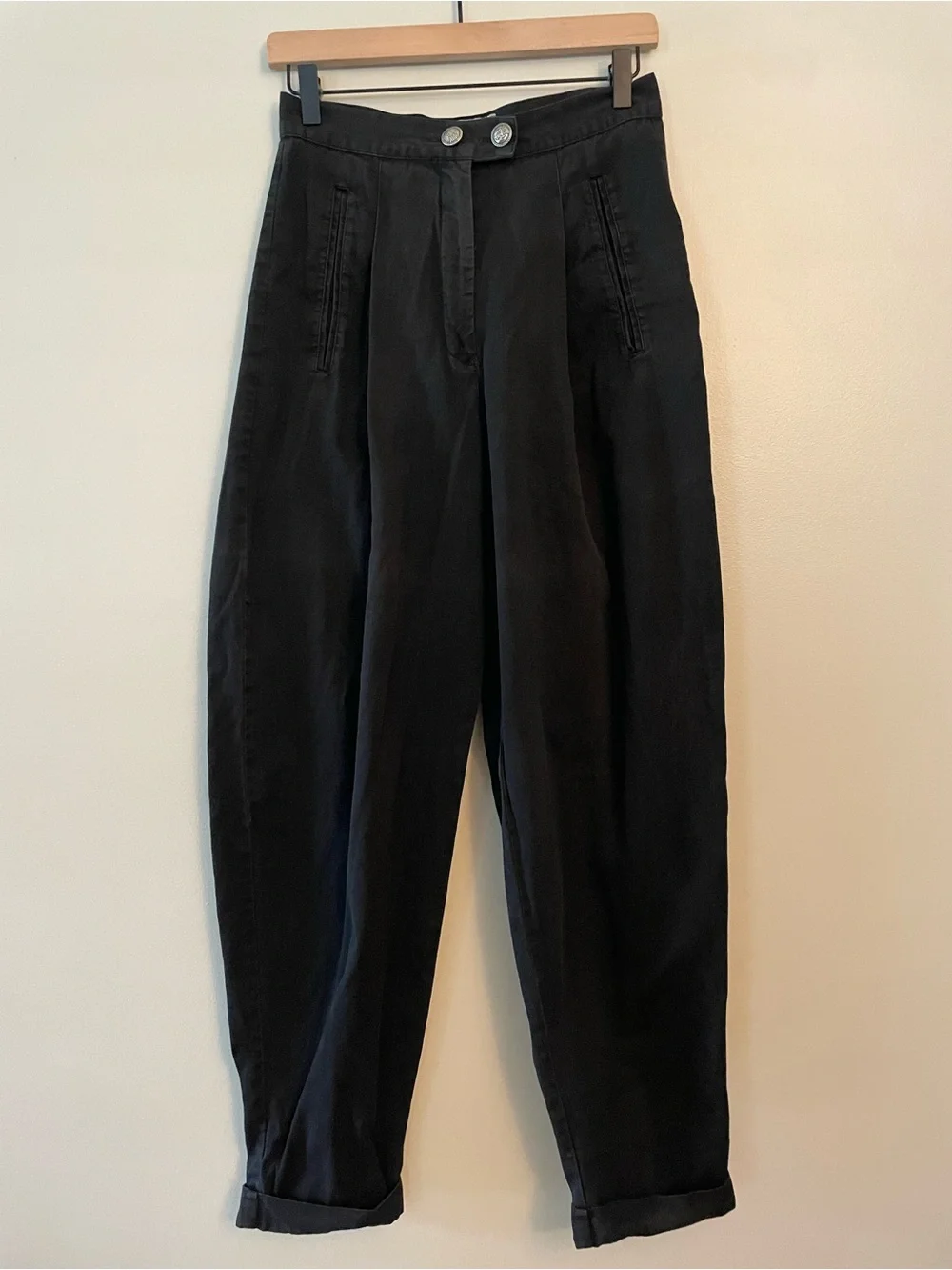Forenza Black Pleated High-Rise Chinos